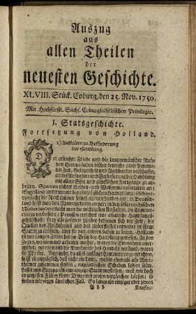 XLVIII. Stück. Coburg, den 25. Nov. 1750.