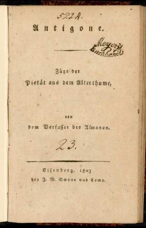 Antigone : Züge der Pietät aus dem Alterthume