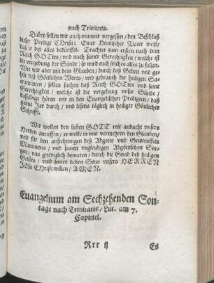 Euangelium am Sechzehenden Sontage nach Trinitatis/ Luc. am 7. Capittel.