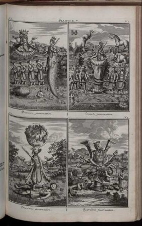 Planche V. : N. 1. Premiere incarnation; N. 2.Seconde incarantion ; N. 3. Troiseme incarnation ; N. 4. Quatrieme incarnation