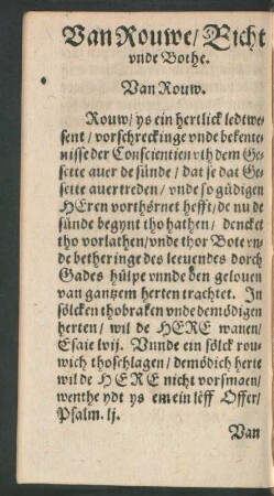 Van Rouwe/ Bicht unde Bothe.