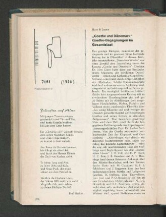 "Goethe und Dänemark" Goethe-Begegnungen im Gesamtstaat