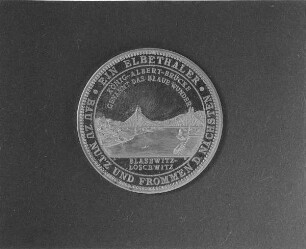 Medaille zur Einweihung der König-Albert-Brücke (Blaues Wunder) : Medaille zur Einweihung der König-Albert-Brücke, genannt Blaues Wunder (sog. Elbethaler). Avers: Blaues Wunder zu Loschwitz-Blasewitz