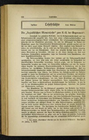 ¬Die¬ "sozialistischen Monatshefte" zum R.-U. der Gegenwart
