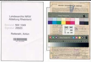 Entnazifizierung Anton Retterath , geb. 29.11.1898 (Schreiner)
