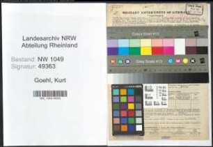 Entnazifizierung Kurt Goehl , geb. 29.06.1914 (Dentist)