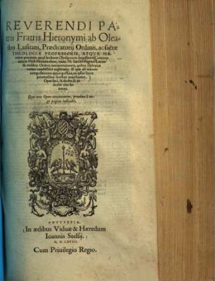 Reverendi Patris Fratris Hieronymi ab Oleastro Lusitani, ... Commentaria in Mósi Pentateuchum