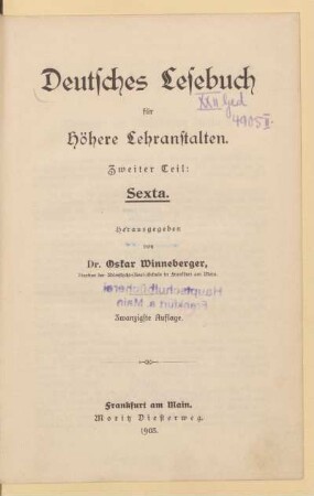 Teil 2 = Sexta, [Schülerband]: [Teil 2 = Sexta, [Schülerband]]