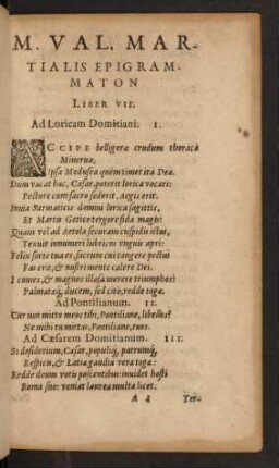 M. Val. Martialis Epigrammaton Liber VII.
