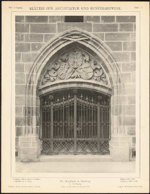 Mauthalle, Nürnberg: Ansicht Portal Ostseite (aus: Blätter für Architektur und Kunsthandwerk, 14. Jg., 1901, Tafel 17)