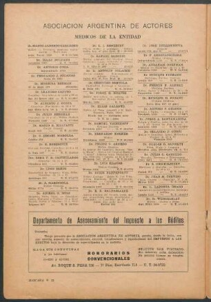 Asociación argentina de actores : Médicos de la entidad