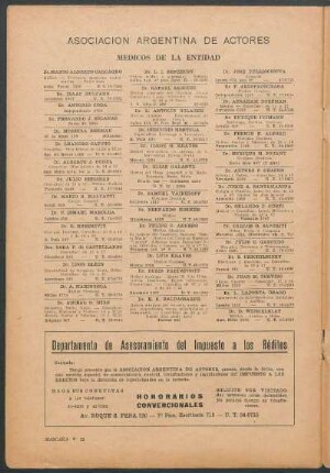 Asociación argentina de actores : Médicos de la entidad