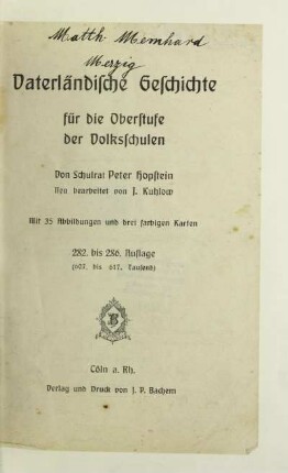 Vaterländische Geschichte für die Oberstufe der Volksschulen : mit 35 Abbildungen und drei farbigen Karten