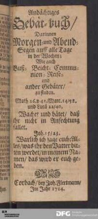 Andächtiges Gebät-Buch.
