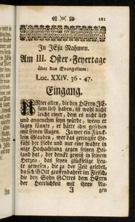 121-152, IV. Am III. Oster-Feyertage über das Evangelium: Luc. XXIV. 36 - 47.
