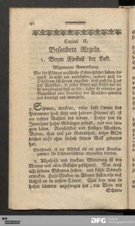Capitel II. Besondere Regeln.