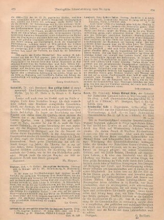 273-274 [Rezension] Kadner, Siegfried (Hrsg.), Jahrbuch für die evangelisch-lutherische Landeskirche Bayerns. 17. Jahrg. 1918/1919