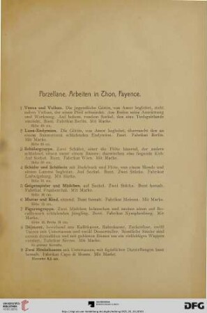 Porzellane, Arbeiten in Zhon, Fayence (Nr. 1-75)