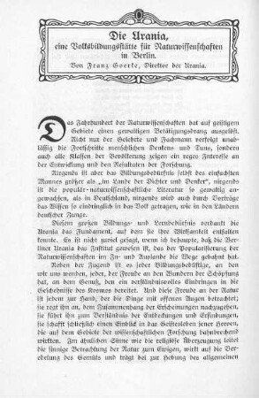 Die Urania, eine Volksbildungsstätte für Naturwissenschaften in Berlin