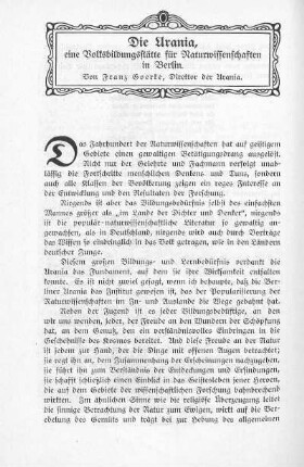 Die Urania, eine Volksbildungsstätte für Naturwissenschaften in Berlin