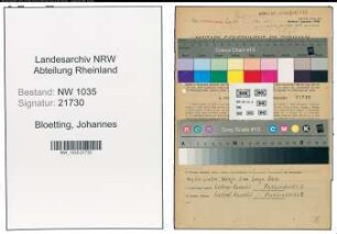 Entnazifizierung Johannes Bloetting , geb. 10.09.1900 (Hauer)