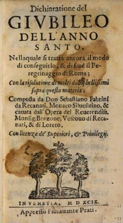Dichiaratione del Giubileo dell'anno santo