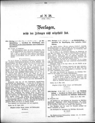 Anlage: ad No.30 (484-492.), Vorlagen, welche den Zeitungen nicht mitgeteilt sind