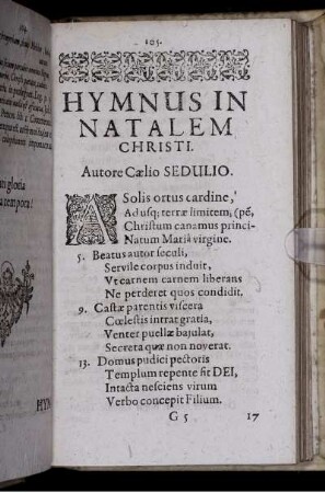 Hymnus In Natalem Christi. Autore Caelio Sedulio