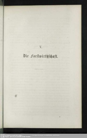 V. Die Forstwirthschaft