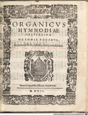 ORGANICVS HYMNODIAE VESPERTINAE OCTONIS VOCIBVS