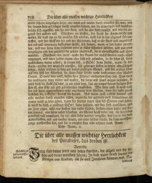 Die über alle massen wichtige Herrlichkeit des Paradieses, das droben ist.