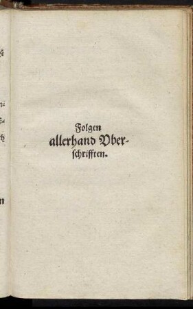 Folgen allerhand Uberschrifften.