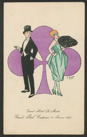 Grand Hôtel St. Moritz, Grand Bal Costumé : 14 Février 1925 ; [carte des vins, le buffet froid]