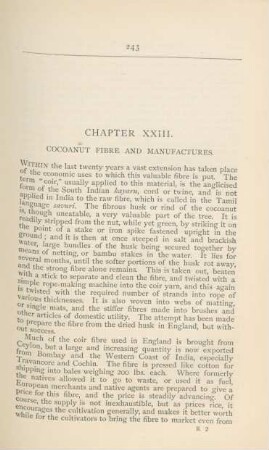 Chapter XXIII. Cocoanut fibre and manufactures
