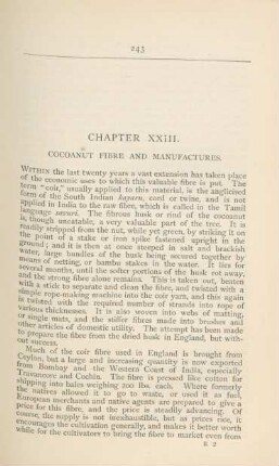 Chapter XXIII. Cocoanut fibre and manufactures