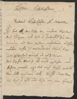 Brief, 1685 (Autograph)