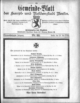 1916,22: Nr. 22, 28. Mai 1916