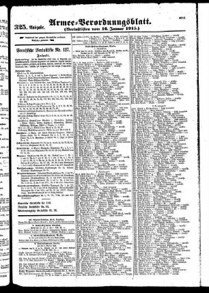 325.Ausgabe. Samstag, 16. Januar 1915