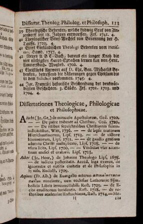 113-188, Dissertationes Theologicae, Philologicae et Philosophicae.
