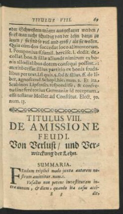 Titulus VIII. De Amissione Feudi.