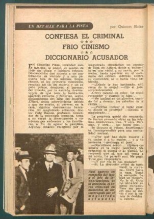 Confiesa el criminal - Frío cinismo - Diccionario acusador : Un detalle para la pista