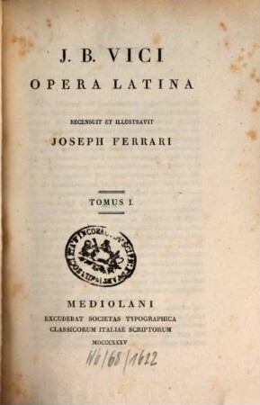 J. B. Vici Opera latina. 1