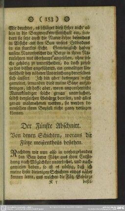 Der Fünfte Abschnitt. Von denen Schichten, woraus die Flötze meistentheils bestehen