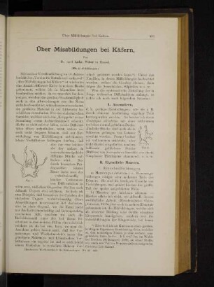 Über Missbildungen bei Käfern.