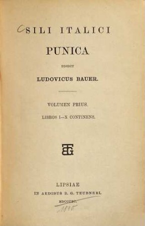 Sili Italici punica, 1. Libros I - X continens
