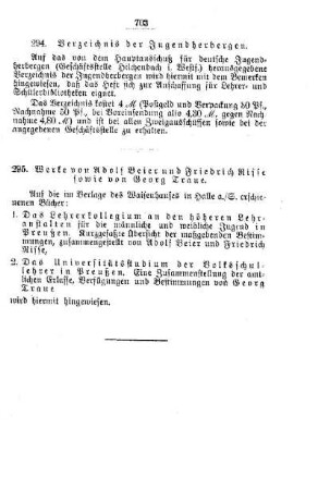 Verzeichnis der Jugendherbergen : [F. Nichtamtliches]