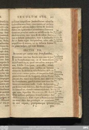 Sectio VII. De vexatis per varias oras Protestantibus.