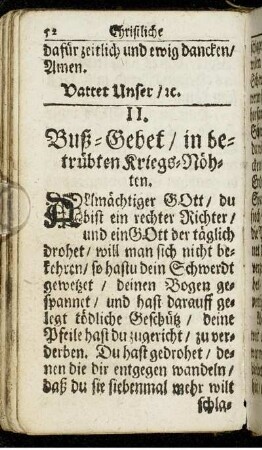 II. Buß-Gebet/ in betrübten Krieg-Nöhten.