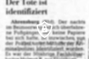 Der Tote ist identifiziert