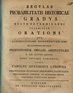 Regulae probabilitatis historicae gradus recte determinandi